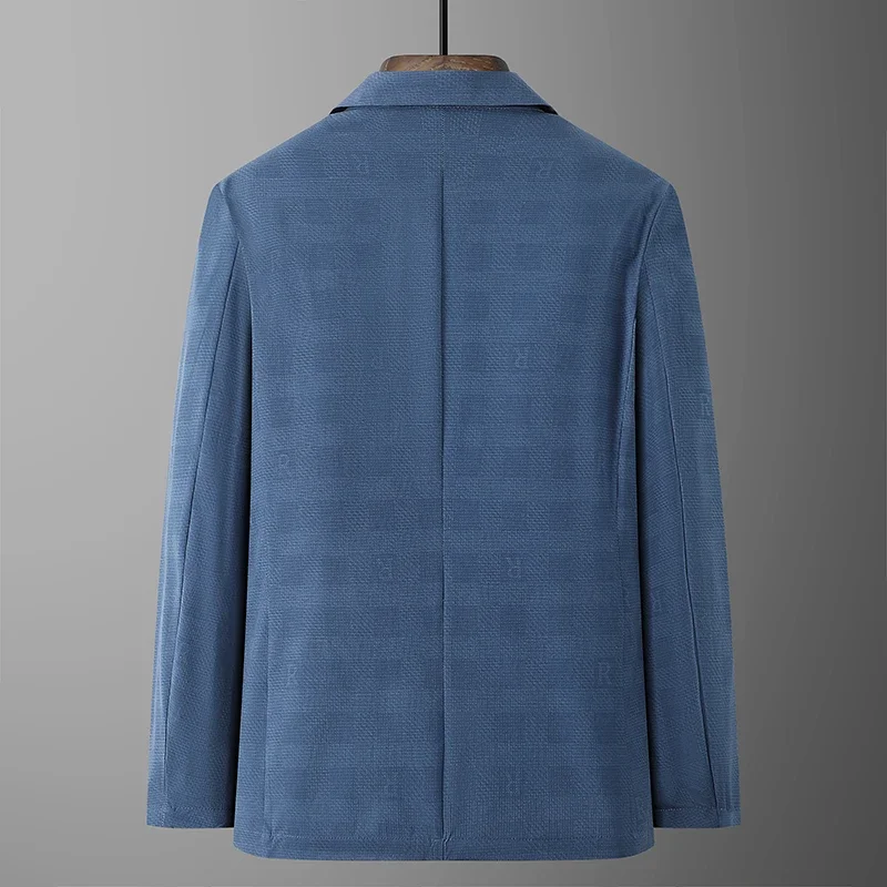 

Высококачественный модный красивый плотный тонкий мужской костюм большого размера летний Повседневный однотонный костюм из ледяного шелка эластичное солнцезащитное пальто с добавлением жира