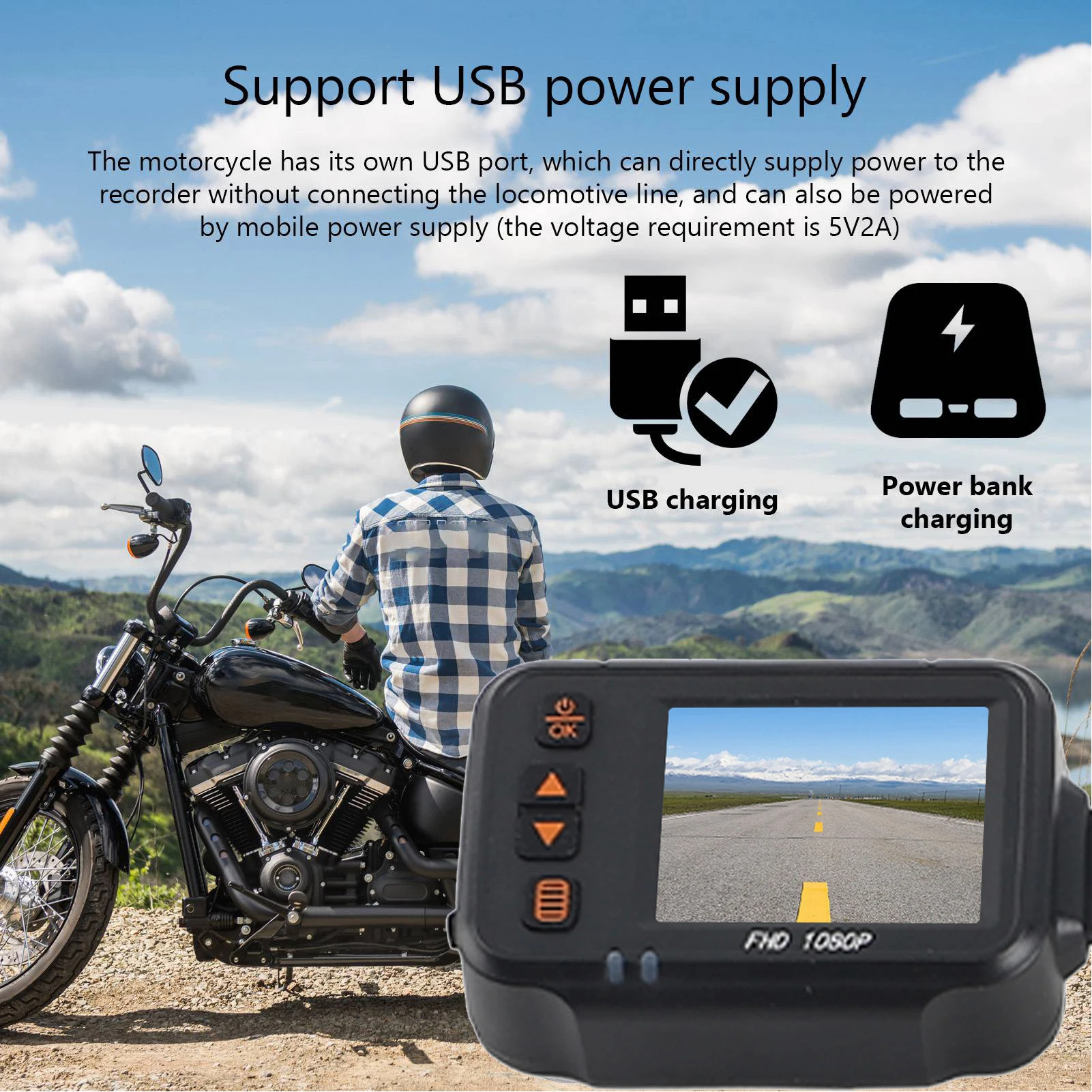 Motorcycle Dash Cam Dual 1080P+720P Full Body Waterproof Moto Camera WiFi GPS DashCam Front Rear Driving Video Recorder