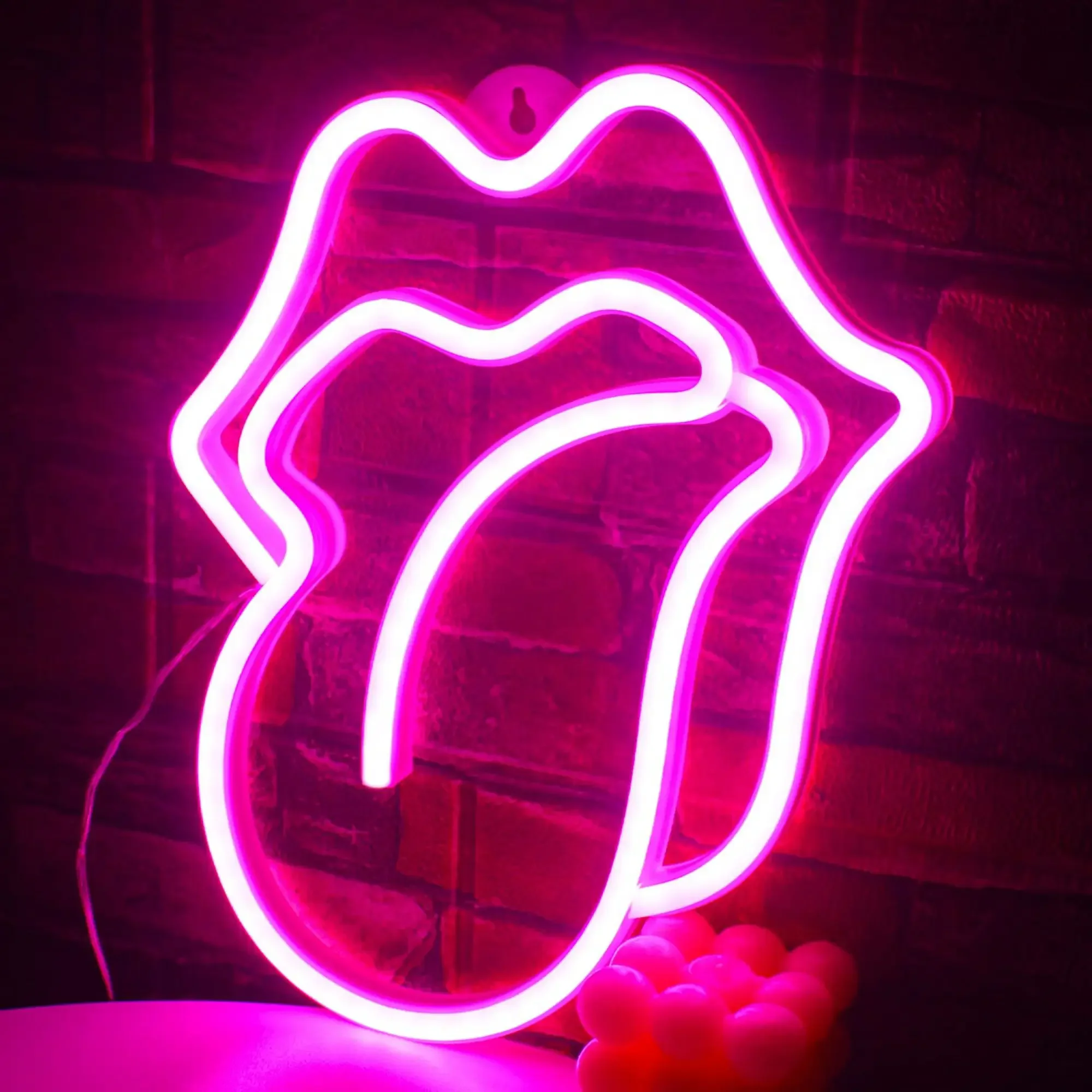 Mouth tongue Neon Light Sign LED Sexy Lips Lamp Decoration Table Room Shop Wall Party Gift USB & Battery Case Powered 5