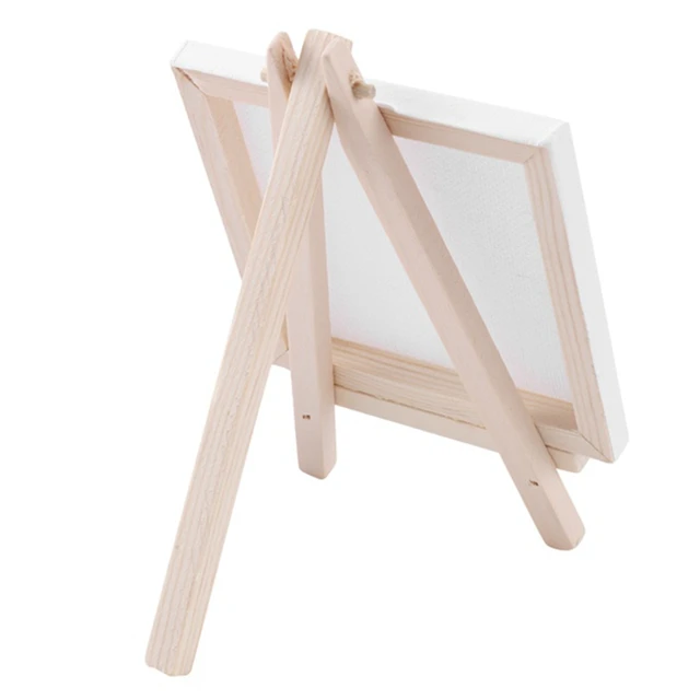 4 By 4 Inch Mini Canvas And 8x16cm Mini Wood Easel Set For