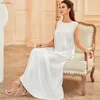 White Ramadan Inner Dress Islamic Clothing For Women Dubai Abaya Arabic Muslim Dress Robe Musulmane Femme Vestidos Robe wy1696