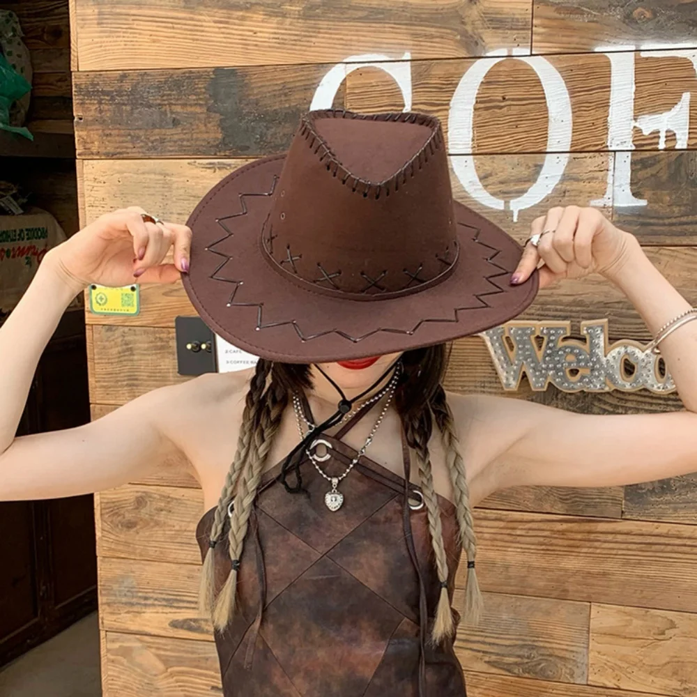 Stylish Sunshade Cowboy Hat Christmas Party Cosplay Cap Vintage Hat for Camping Fishing Mountaineering Vacation New Year Gifts 6