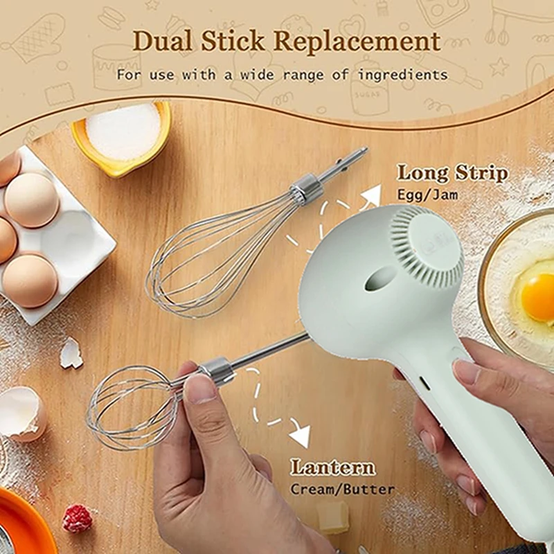 Wireless Portable Electric Food Mixer Automatic Whisk Dough Egg Beater Baking Cake Cream Whipper Kitchen Tool 5