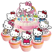 25pcs Hello Kitty Happy Birthday Cake Toppers Kitty Cat Cupcake Topper For Kids Birthday Party Cake.png