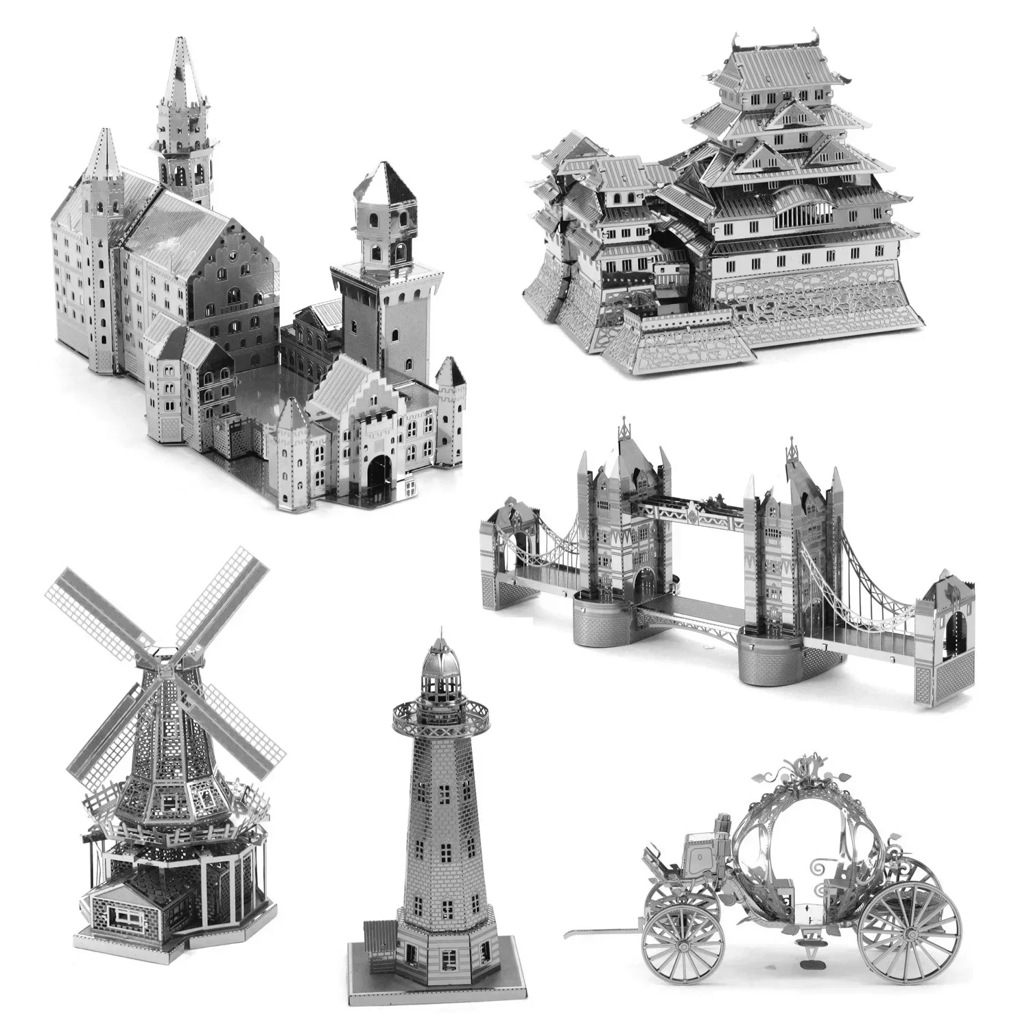 Puzzle In Metallo 3D Fai Da Te Edificio Famoso In Tutto Il Mondo Casa Bianca Burj Khalifa Tower Bridge London Tokyo Tower 14 + Giocattoli Per Bambini 