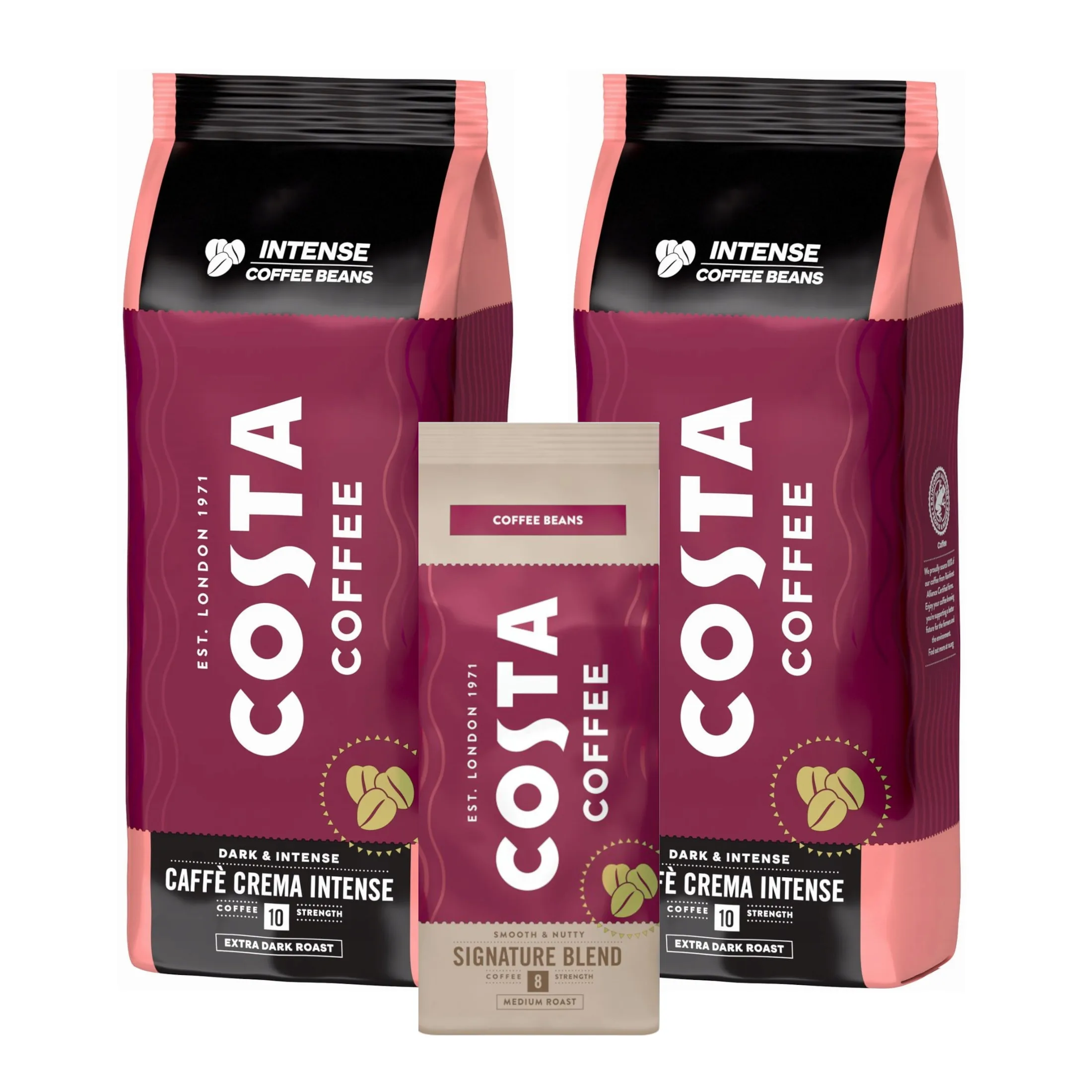 Kawa ziarnista COSTA COFFEE Caffe Crema Intense 2x 1kg + GRATIS Medium signature blend 200g  z Polski za $18.46 / ~76zł