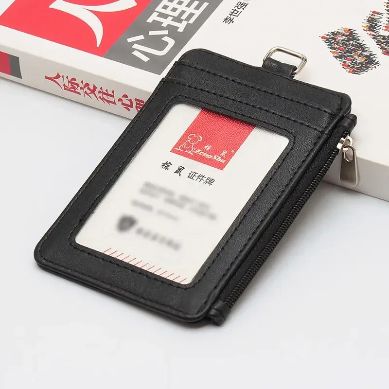 Multi-card Slots Staff Office Worker Student Card Holder PU Leather Badge Access Control Business Lanyard Zipper Work Permit wallet card holder card holder credit card holder id card holder id card case business card holder
