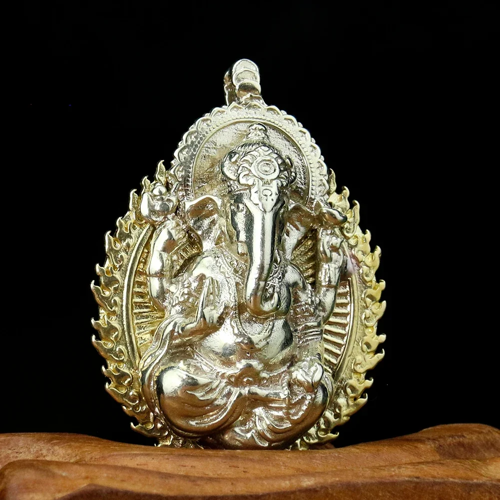 

Vintage Brass Hinduism Ganesha Elephant Trunk God Necklace Pendant Lucky Amulet Charms for DIY Jewelry Making Accessories