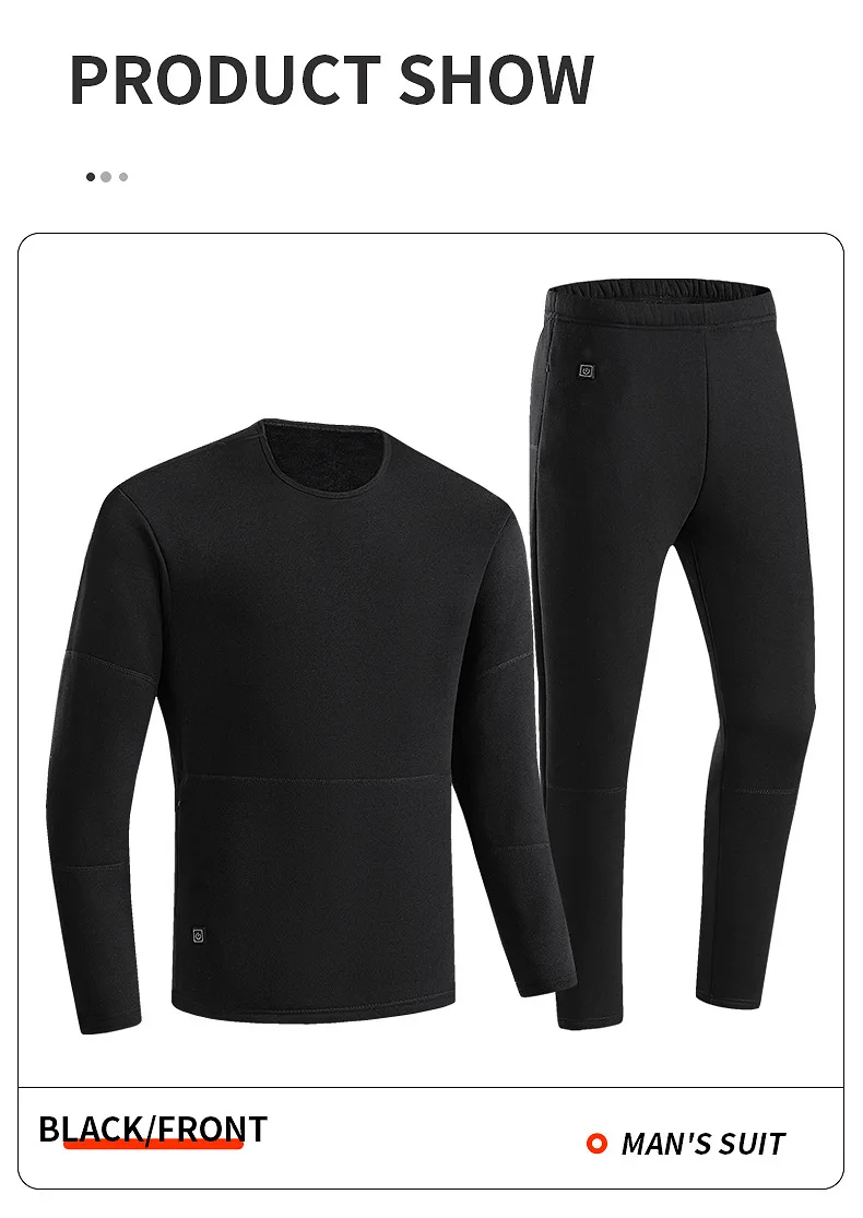 Heated Underwear Suit Winter Outdoor Thermal Heated Jacket Men Ski Suit USB Electric Heating Clothing Fleece Thermal Long Johns