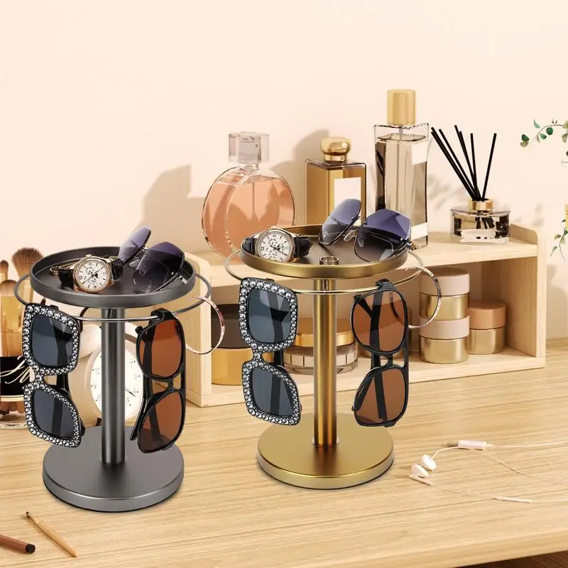 Rotating Sunglass Organizer Eye Glass Display Stand 360-degree Rotation With Tray Jewelry Storage Organizer Detachable Home 6