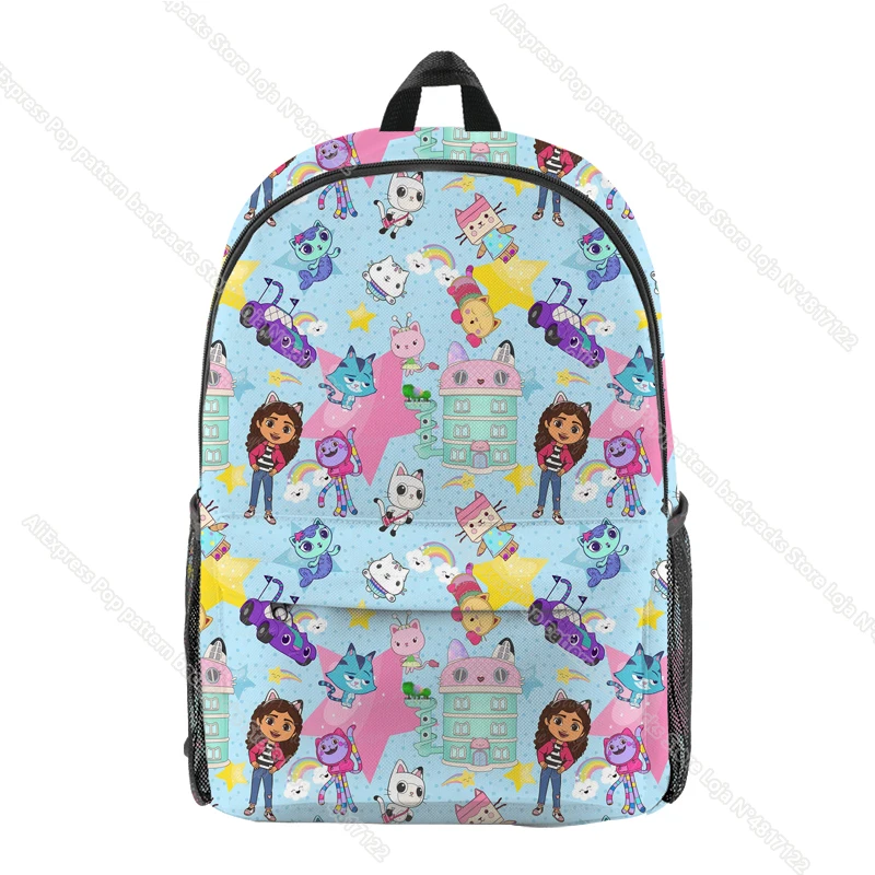Gabbys Doll House 4 Piece Backpack Set, Flip Sequin School Bag for Girls with Front Zip Pocket , Foam Mesh Side Pockets, Insulated Lunch Box, Water
