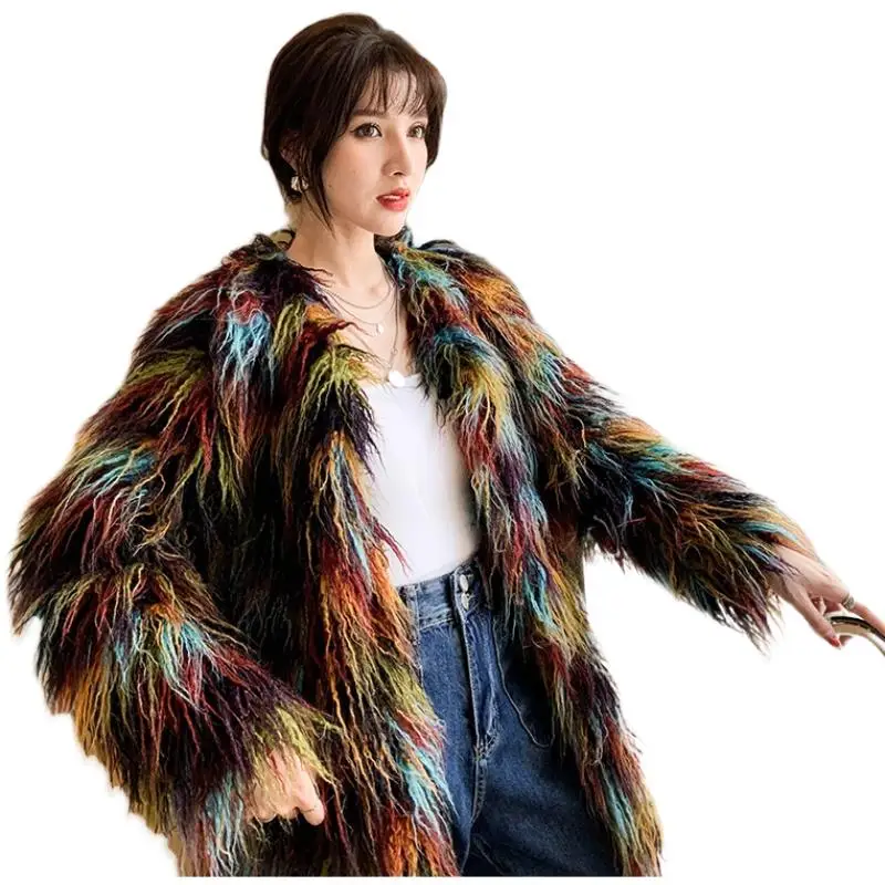 

2023 Winter Women's Clothing Wool-like Fashion Elegant Fur Coat Winter New