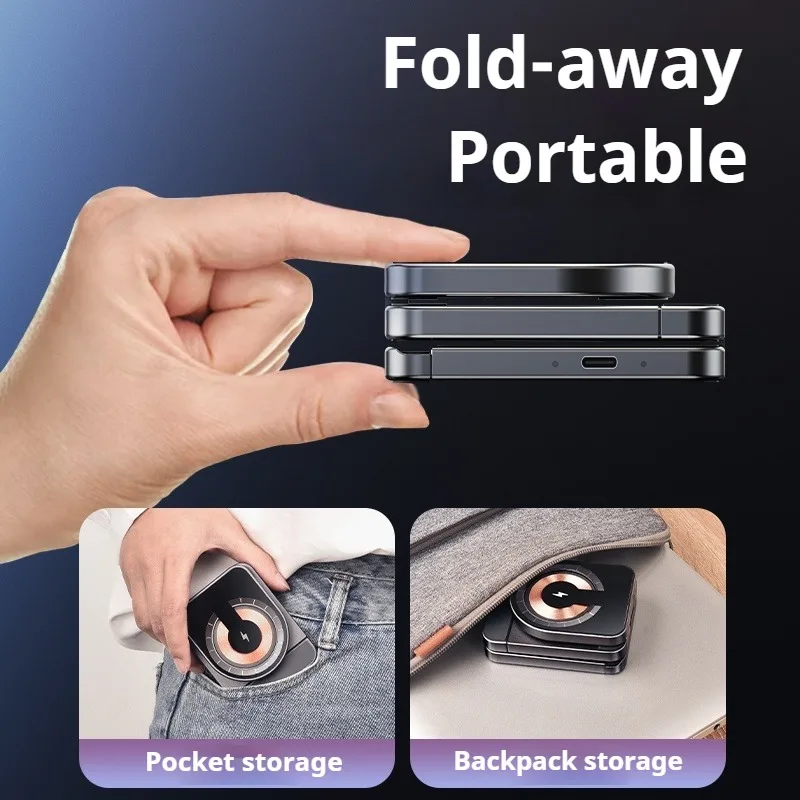 Eary 3-in-1 15w Foldable Wireless Charging Station for Magsafe Magnetic Charger Stand for iPhone 16 Samsung Apple iWatch AirPods