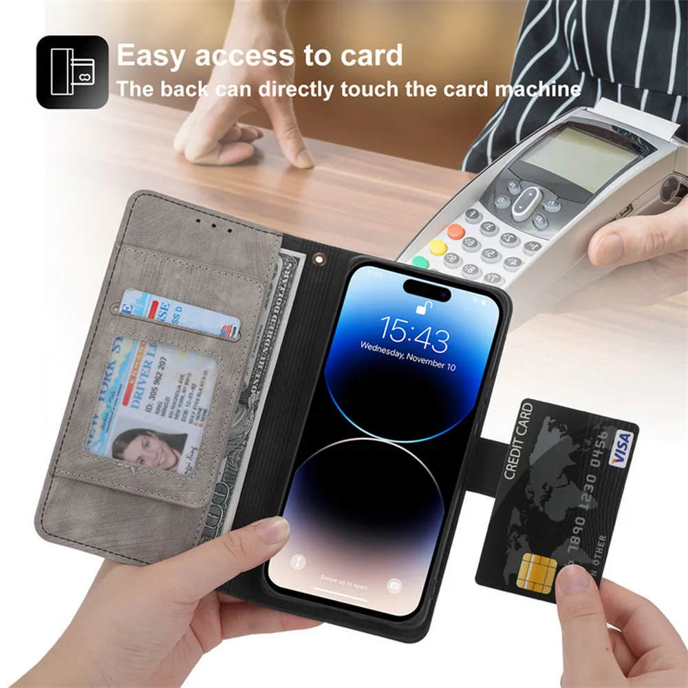 Luxury RFID Zipper Leather Wallet Case & Cover