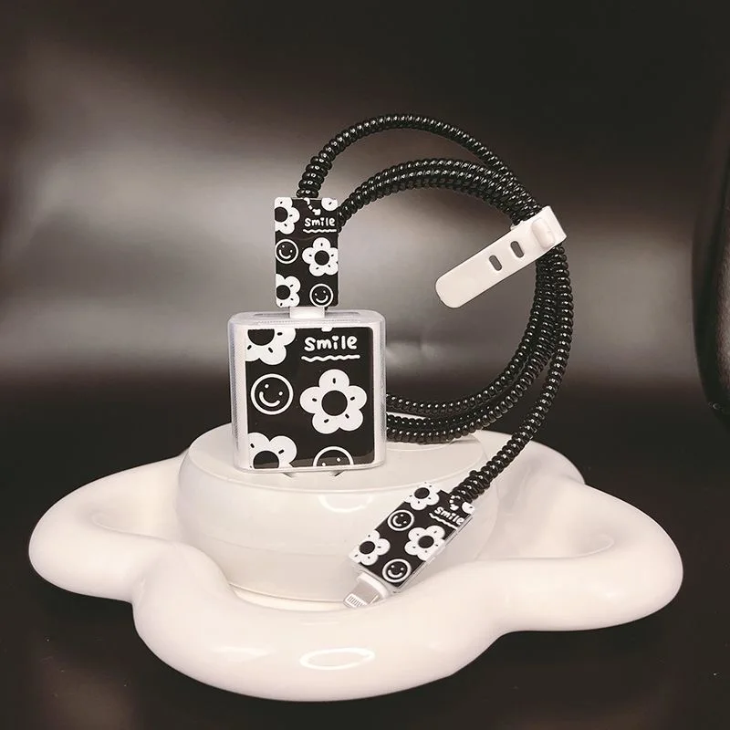 Nero Usb Cable Protector Data Line Winder Cover Cable Cord Case Charger Plug Protettivo Per Iphone 18W 20W Cavo Di Ricarica