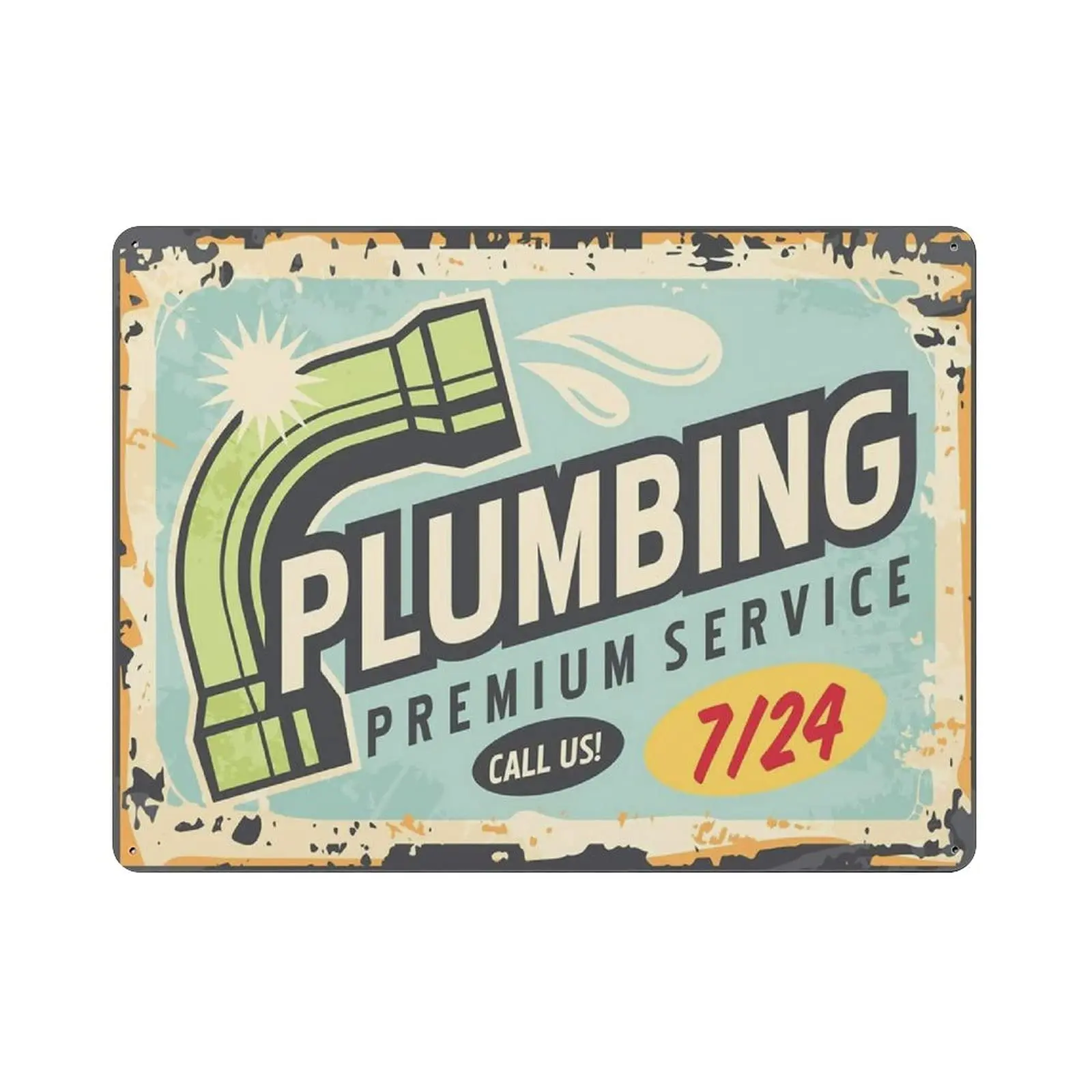 

PPFINE Metal Tin Sign Plumbing Service Vintage Tin Poster Metal Sign Wall Decoration Country Kitchen Home Garage Decor 12"x1