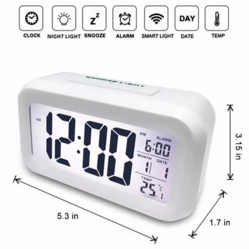 Digital LCD Alarm Clock with Calendar Thermometer