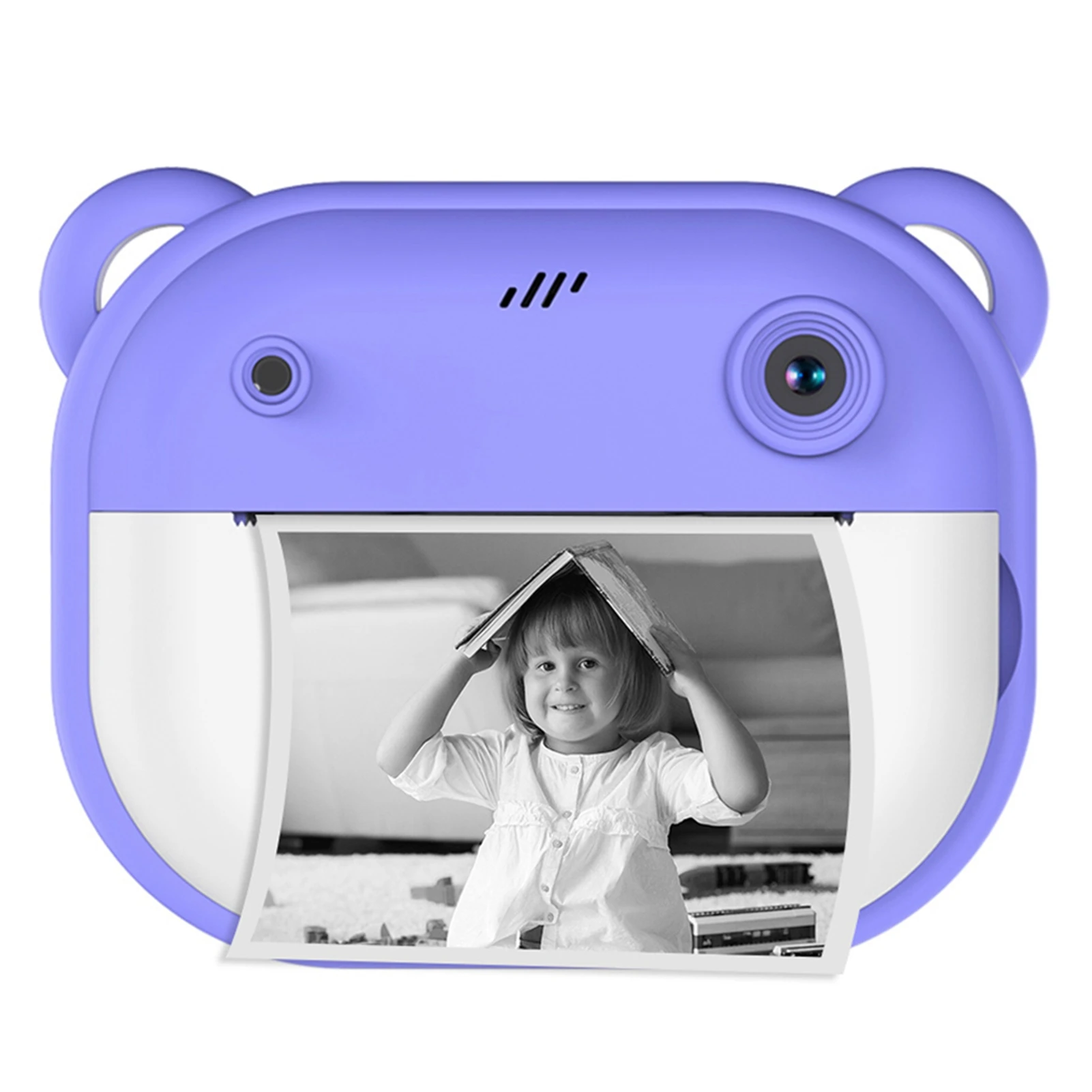 מצלמת ילדים להדפסה מיידית מצלמת ילדים 1080P מצלמה דיגיטלית עם מסך כפול 2 אינץ 'מסגרות תמונות עם סוללה מובנית תרמית