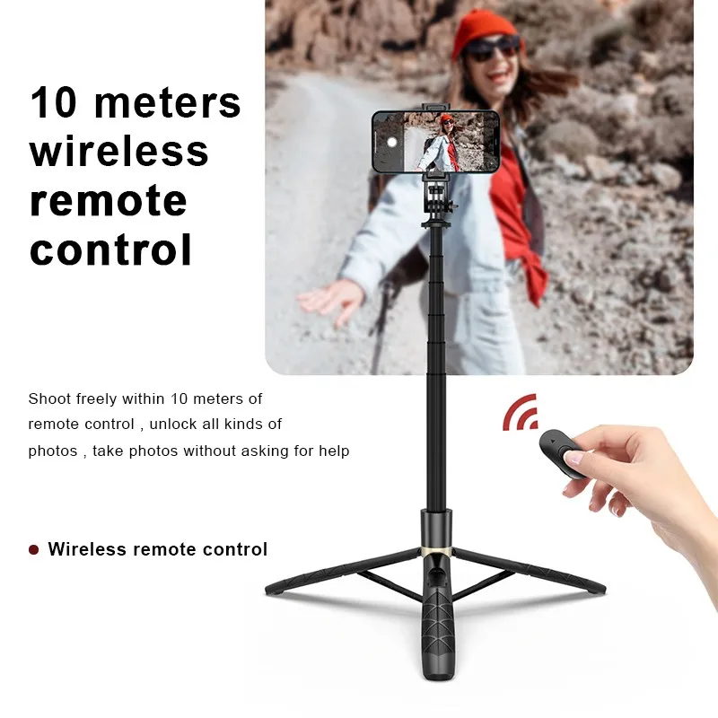 LISCN Tripod Selfie Stick 156cm Bluetooth Remote Bolt 1/4 Tongsis Holder Q16 for Mobile Phone Gopro Camera Ring Ligh