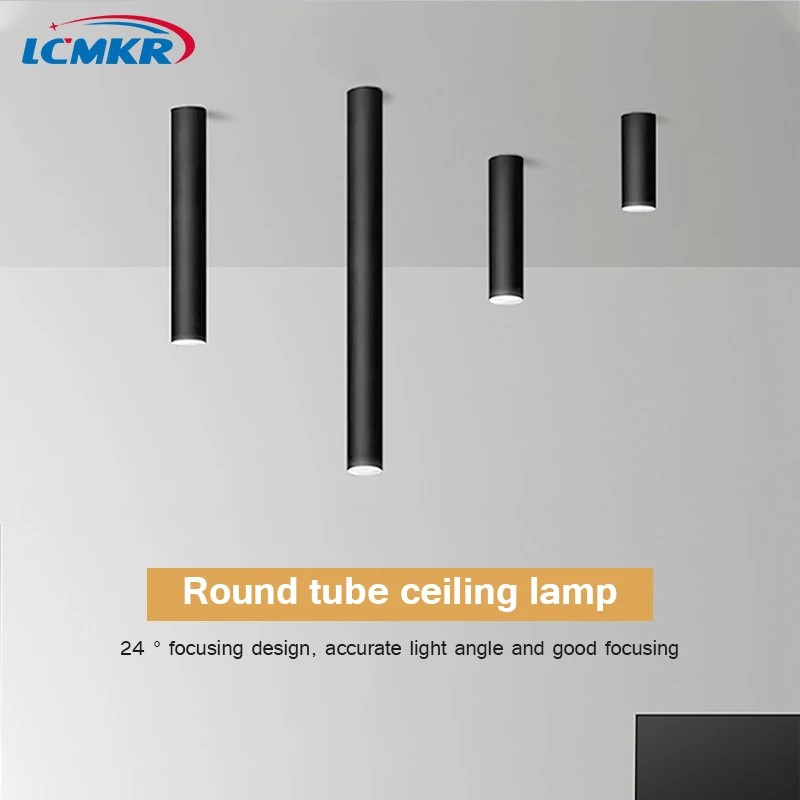 Tanie Możliwość przyciemniania LED typu Downlight czarny/biały długa rurka lampy punktowe sklep