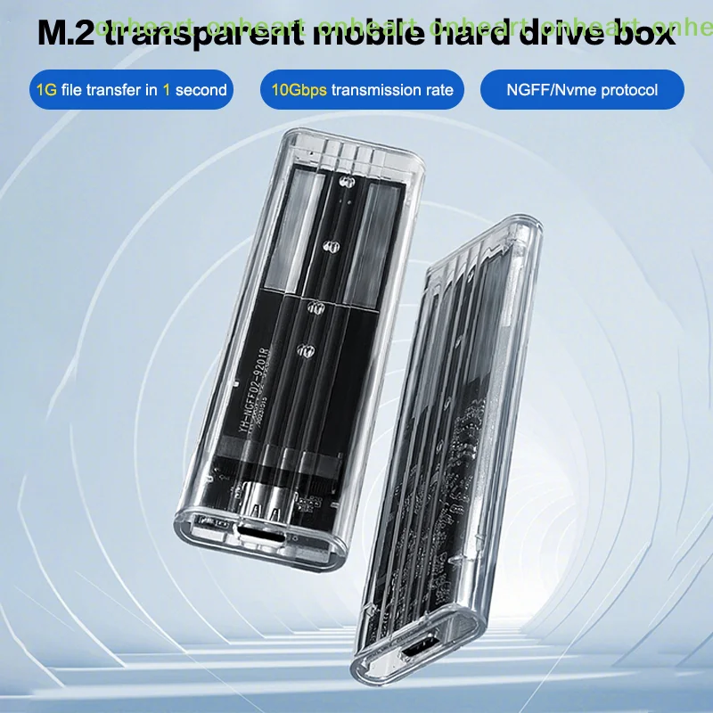 M.2 NVME PCIe NGFF SATA 프로토콜 케이스 투명 USB 타입 C 10Gbps PCI-E 투명 외장 하드 디스크 박스 케이스 (노트북/휴대폰용)