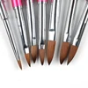 Rose Gold  Acrylic Nail Brush 3D Pure Handmade Nail Brushes For Acrylic Application Professional Nylon Nail Art Brush Set 3