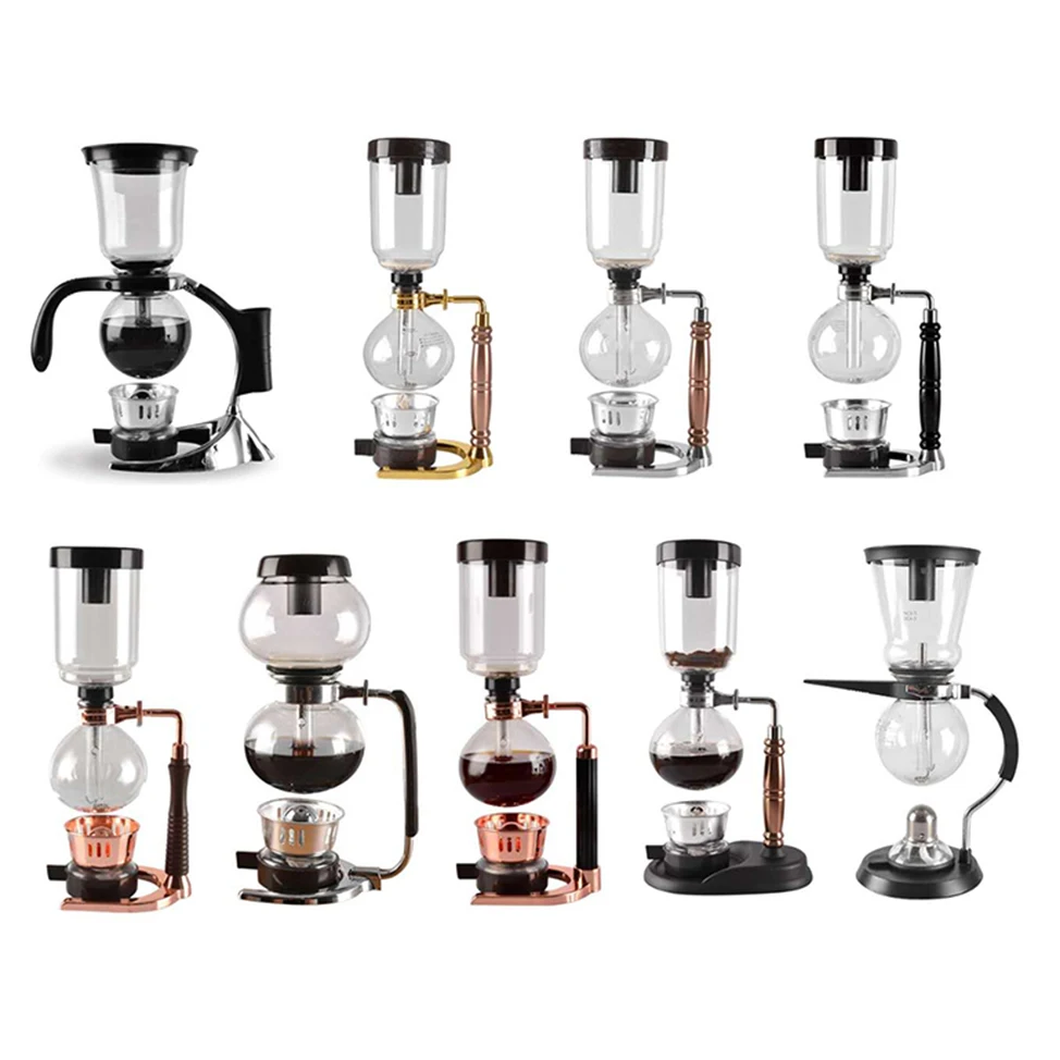 3/5Cups Syphon Pots Coffee Kettle Pot Set Filter Syphon Coffee Maker Tea Siphon Heat-Resistant Household Pot