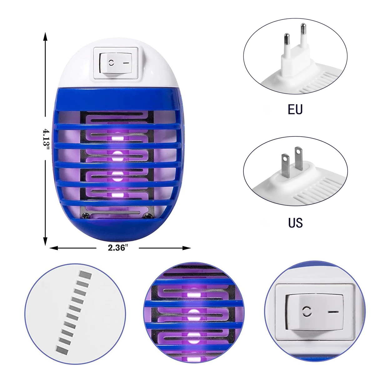 Plug In Bug Zapper Indoor Flying Insect Trap,Electronic Mosquito Zapper Gnat Traps With LED Light For Bedroom,Kitchen,Office_voghion.com
