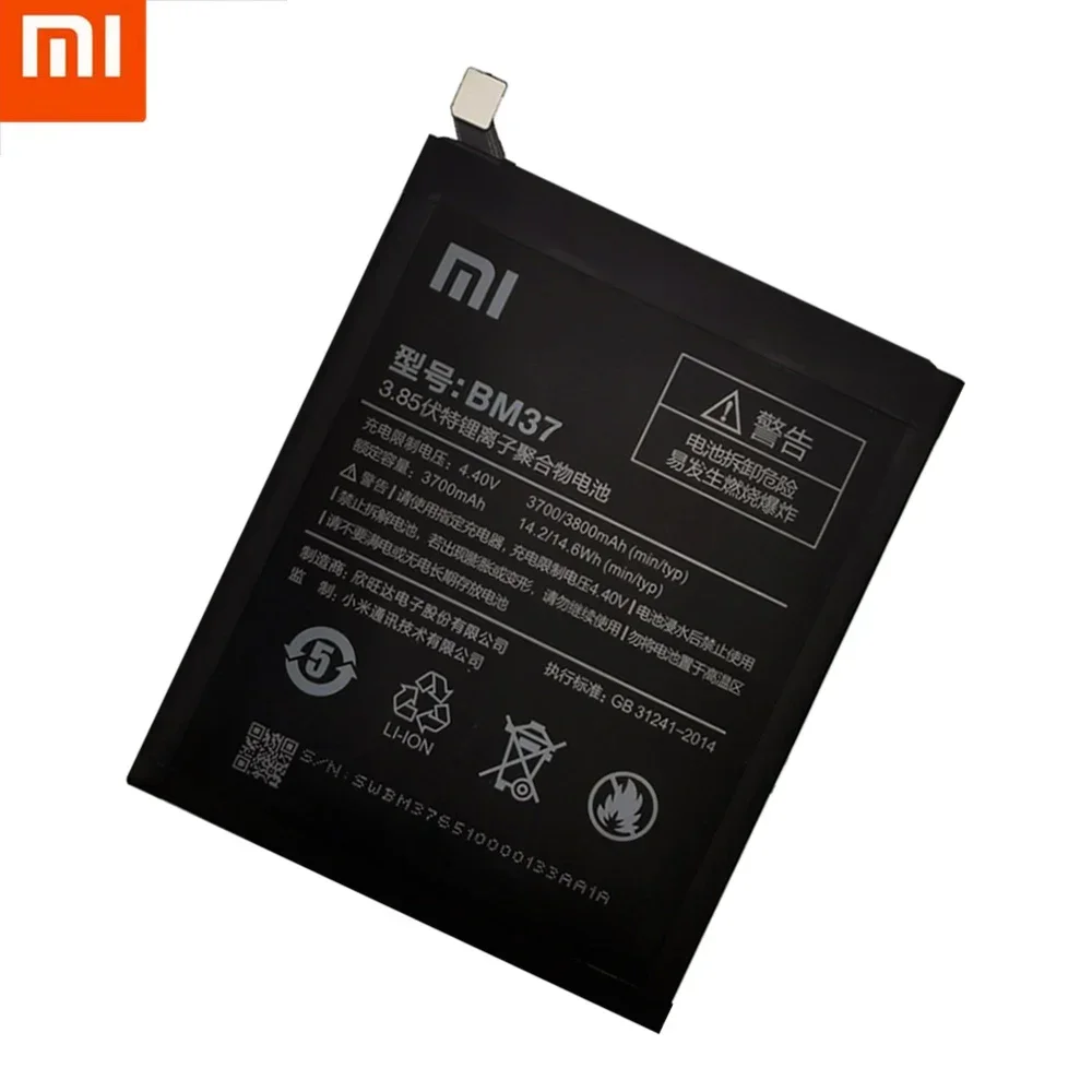 100% Orginal Xiao mi BM37 3800mAh Battery For Xiaomi 5S Plus Mi5S Plus High Quality Phone Replacement Batteries+Tools