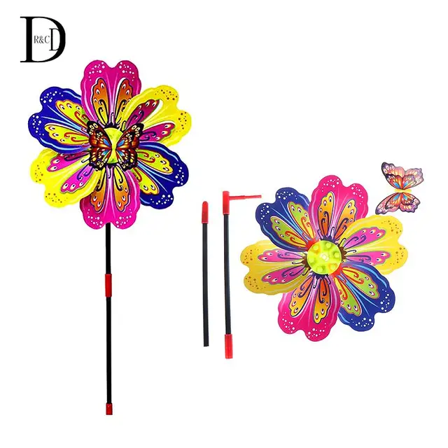 Butterfly Flower Windmill Colourful Wind Spinner Garden Yard Decoration Kids Toy 1