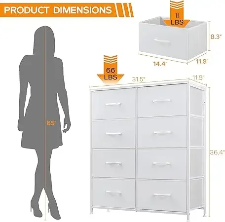 White-8-Drawer