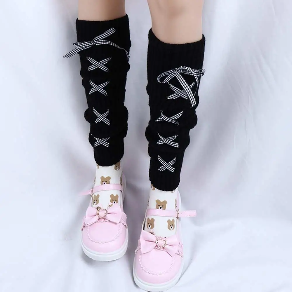 Children Leg Warmers Autumn Winter Wool Leg Warmers Japanese JK Bow Bandage Socks Cute Sweet Lolita Cosplay Foot Cover Girl Knee Protection