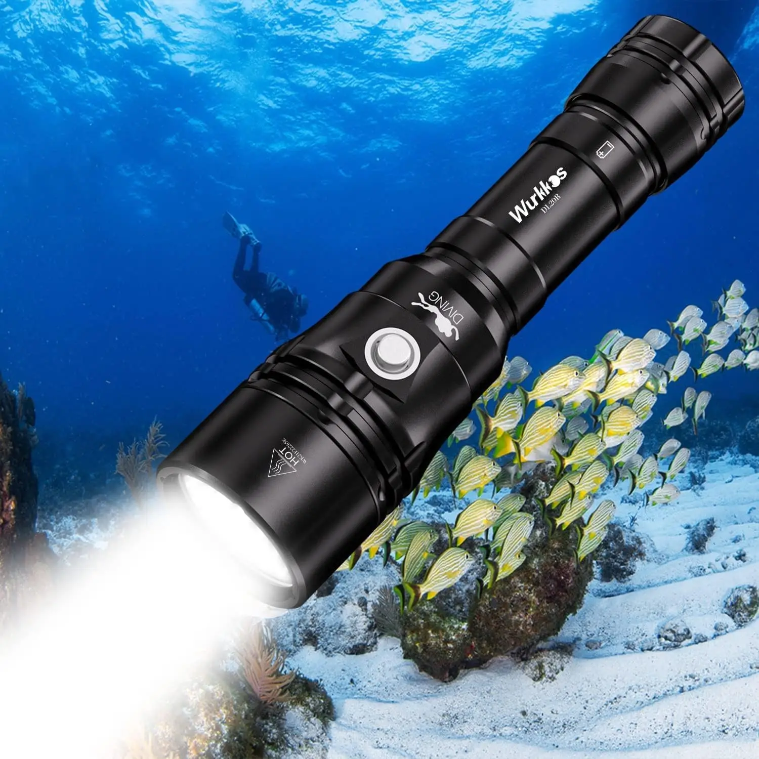 Wurkkos DL20R USB C Rechargeable Diving Light 3200lm XHP50.2 18650 Flashlight Magnetic Control Switch