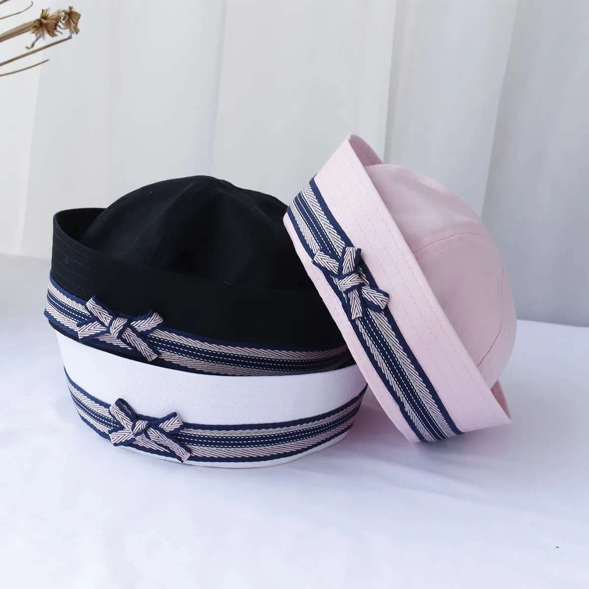 Cap Hat Costume Hat Navy Hat Flight Academic style Party Military Hat Comic JK Clothing Girl Lace Bow Round Top retro Beret women's hat
