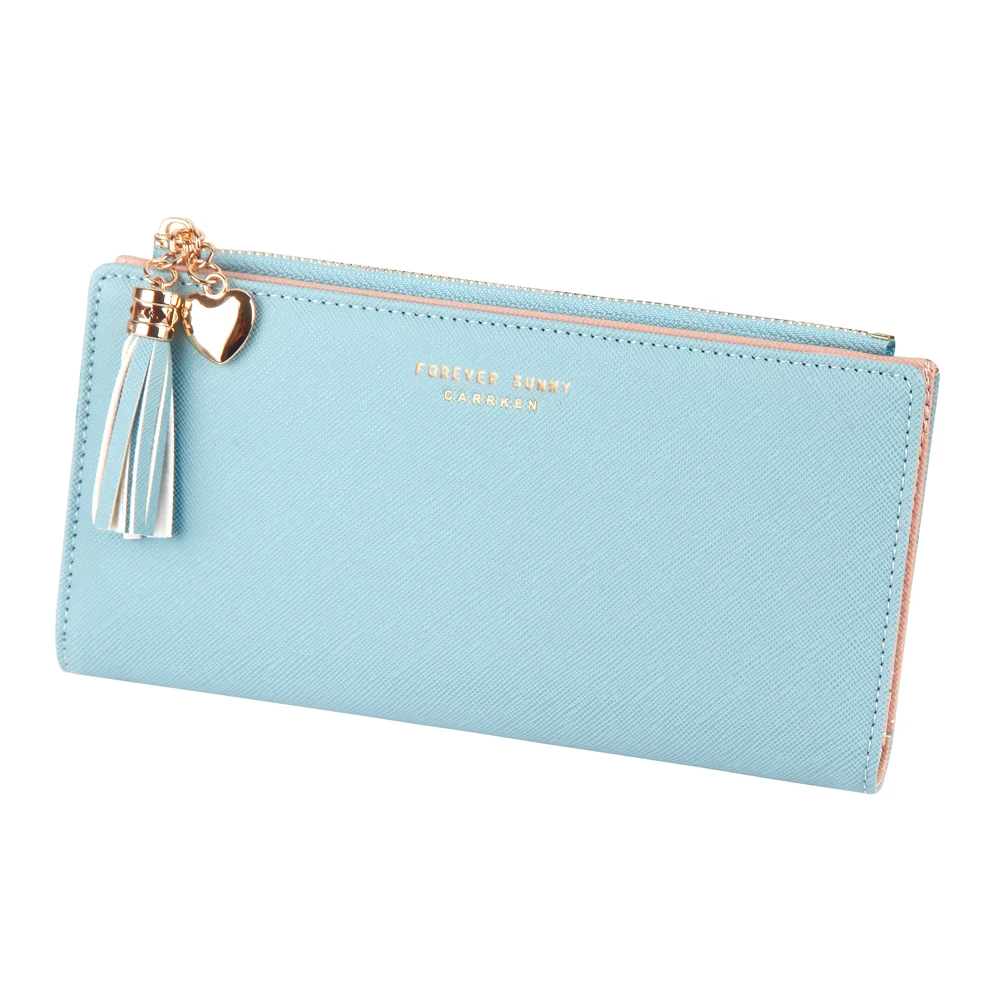 Fashion Long Wallet Slim Ladies Clutch High Quality Card Holder Buckle Tassel Leather Wallet 6