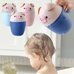 Petit seau décoré en forme de cochon pour baigner le bébé,écope à thème de dessin animé, accessoire mignon de douche pour nouveau né, tasse à shampooing, outil de baignoire en style de cuillère pour enfant, 