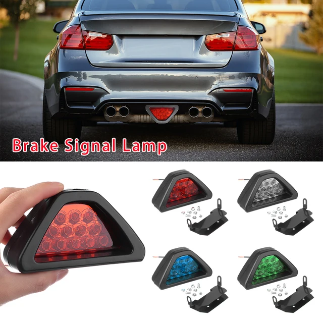 Universal Brake Signal Lamp F1 Style Triangle Sporty 12LED Rear Fog Light Tail Third Brake Lamp DRL For JDM BBA