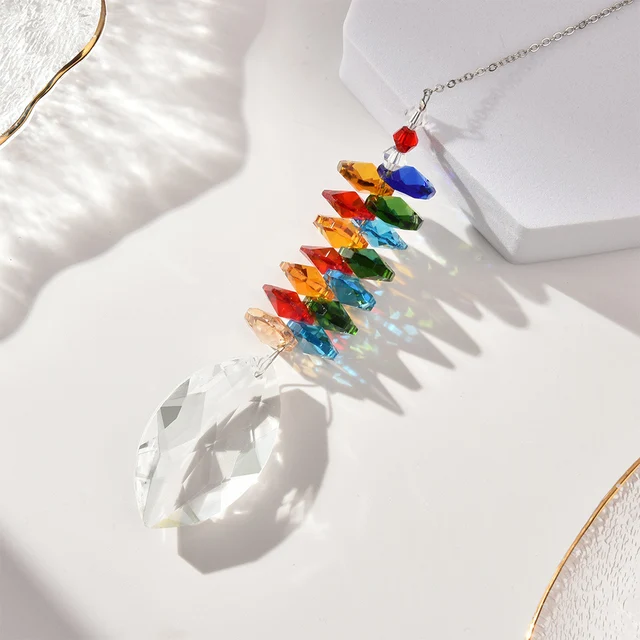 Crystal Suncatcher Fa Otthoni Medál Dekoráció Szívgolyók Prizma Szivárványkészítő Kerti Napsütő Üldöző Színes Gyöngyökkel - Image 6