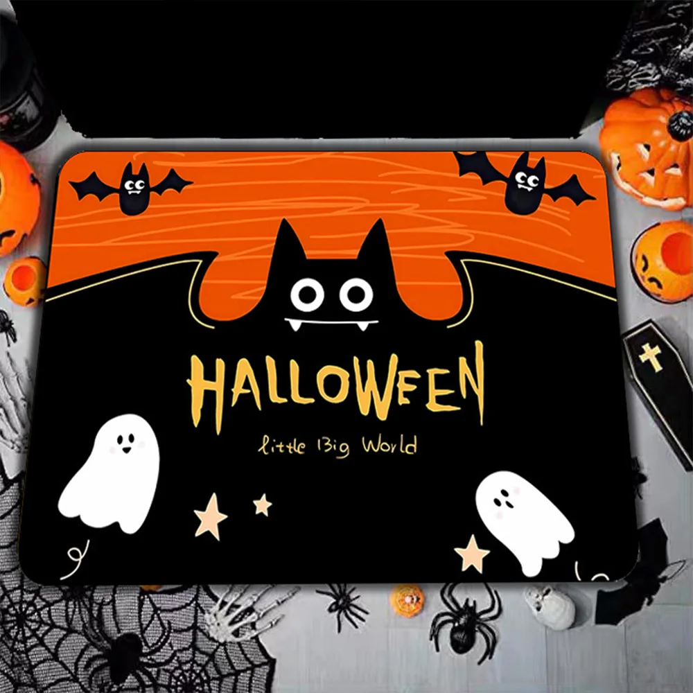 

Halloween Rug Home Decoration Carpet Living Room Decor Cartoon Bat Absorbent Non-slip Floor Mat Bedroom Entrance Doormat Pumpkin