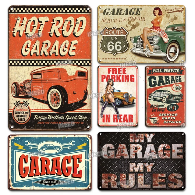 Plaque métal vintage Dad's Garage 30 cm x 40 cm