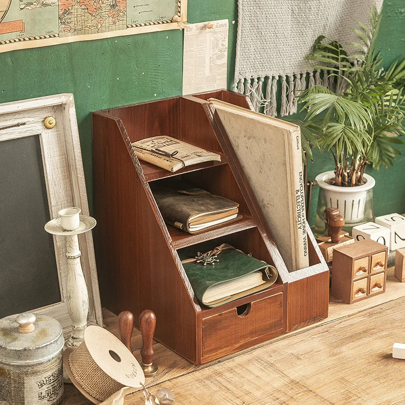 Desk Wooden Storage Box Desk Organizer Makeup Holder Multipurpose Durable Stationery Box for Desktop Dorm Drawer Office Home