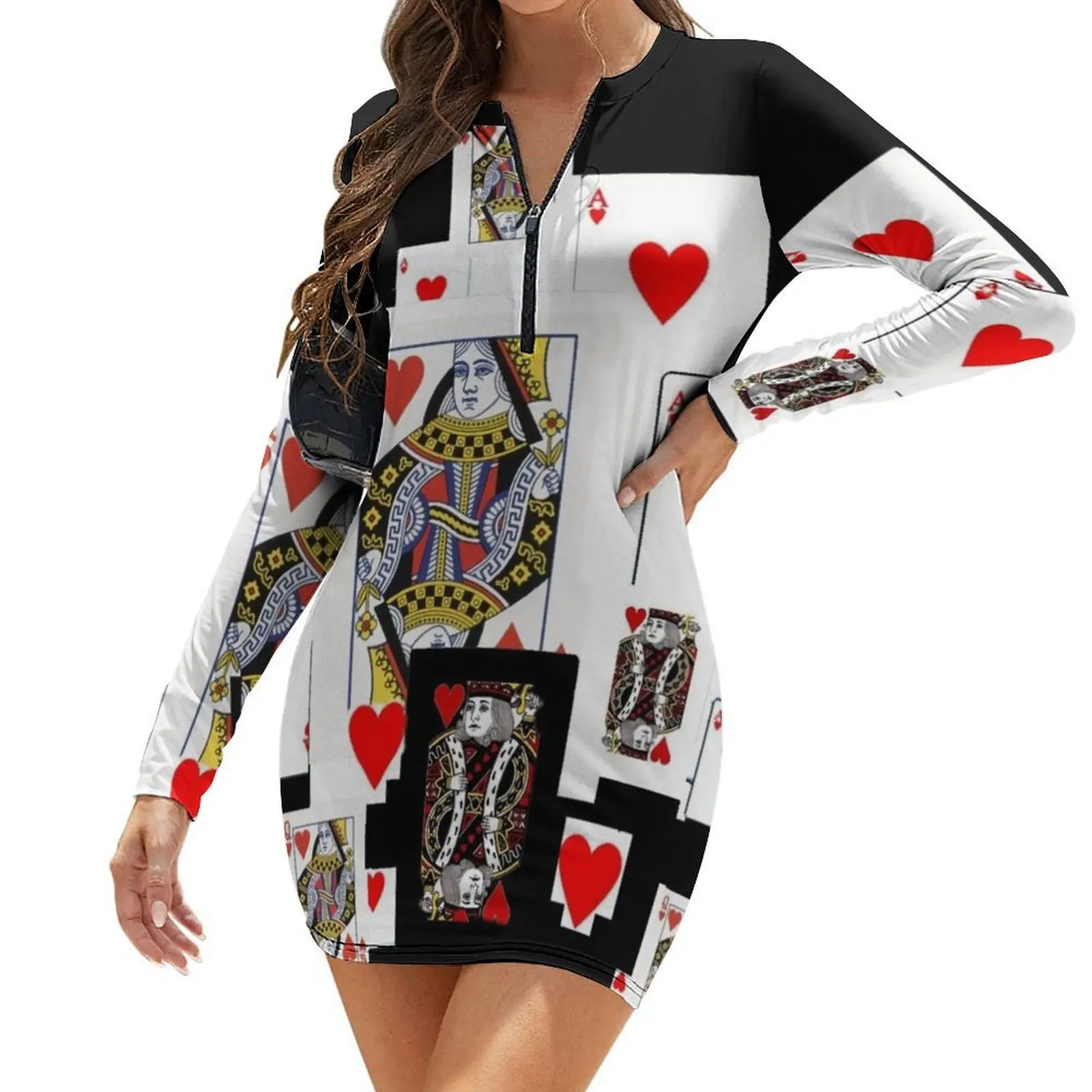 

ROYAL COURT PLAYING CARDS Long-Sleeve Bodycon Dress summer women's dress 2024 Women's evening dress birthday