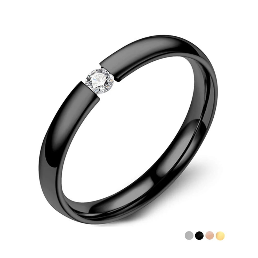 Stainless Steel Ring for Women Men Inlay Cubic Zirconia Stone Wedding Engagement Ring Trendy Female Stackable Lose Weight wedding rings,jewelry rings,ring jewelry,cubic zircon ring