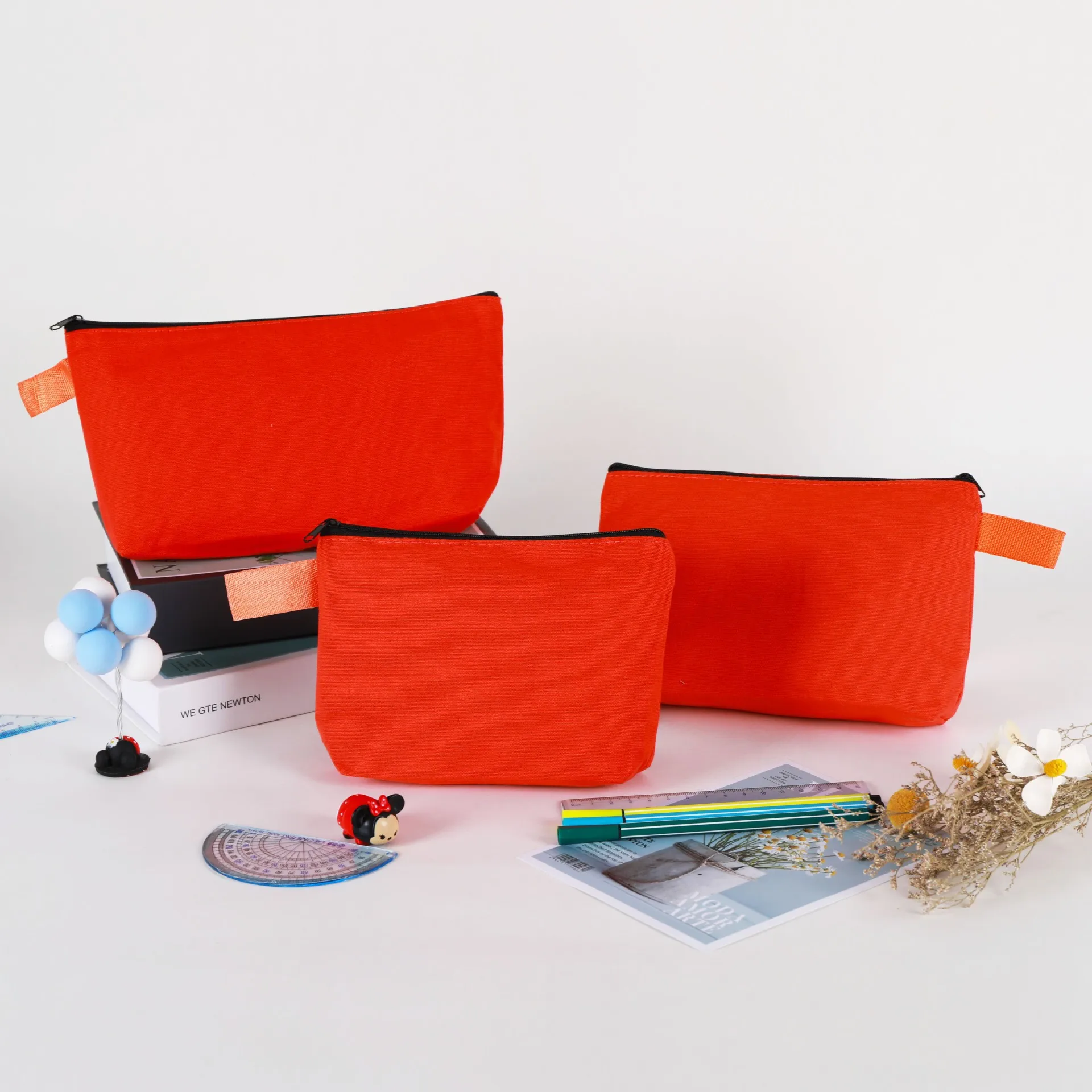 20/30/50/100bags/lot Colored Canvas Makeup Bag Women's Handbag Student Pencil Case 25x13x4.5cm makeup organizer,cosmetic bag,pencil case,cosmetic storage bag,makeup bag,cosmetic case