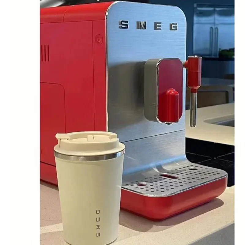Smeg 휴대용 여행용 커피 머그잔, 우유 보온병, 커플 스테인레스 스틸 절연 컵, 마시는 컵, 사무실 선물, 350ml