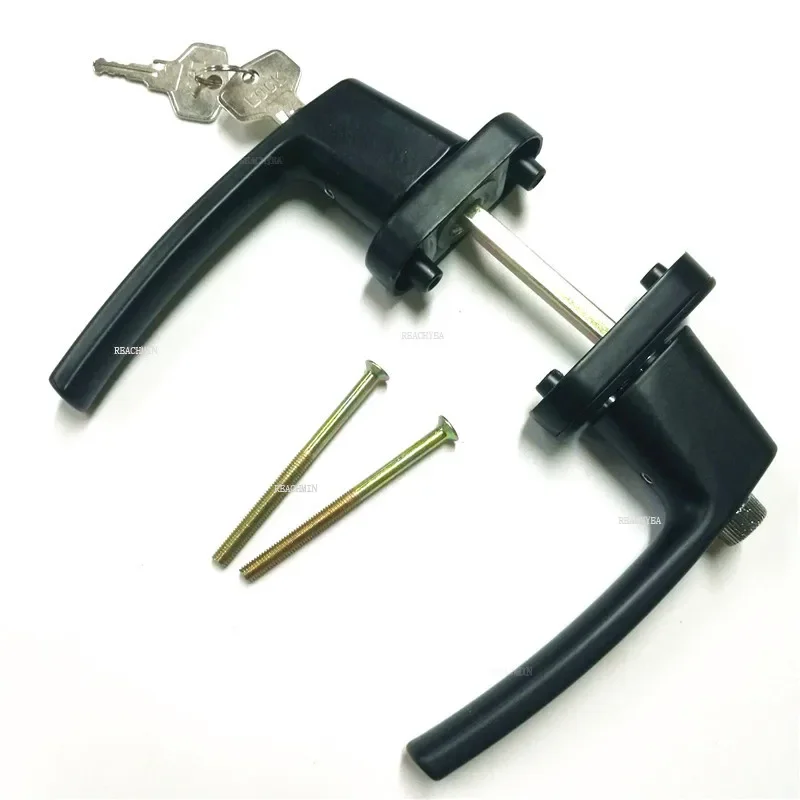 Plastic Steel Door double-sided Handle sliding push handles 55-65MM with lock