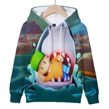 Game Stumble Guys Print Hoodies Kids Autumn Cartoon Pullovers Tops Cute Children Sweatshirts Casual Sportwear Boys Girls Hoodie