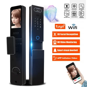 PHIPULO Smart Door Lock 3D Face Recognition Camera Digital Password Electronic Key IC Card APP Unlock Fingerprint Smart Locks 1