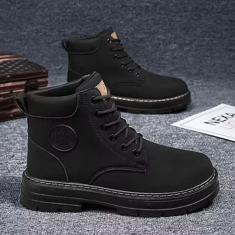 

Men Boots Winter High Top Leather Shoes Fashion Cotton Shoes Fashion Ankle Boots Business Casual Outdoor Shoes Male Sneakers New