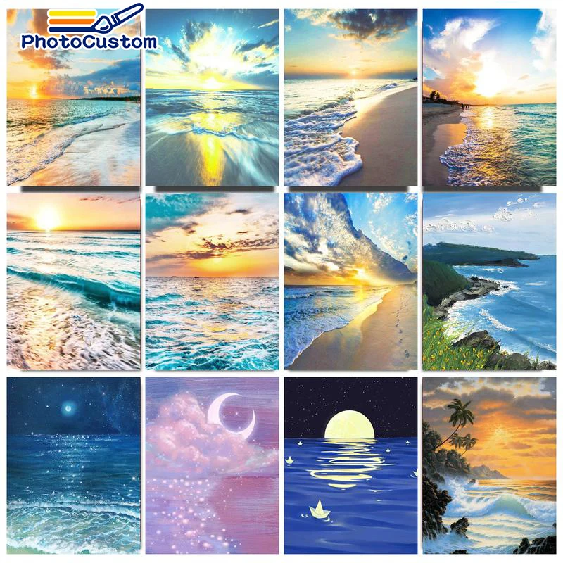 Sunrise Waves - Paint by Numbers Kit for Adults DIY Oil Painting